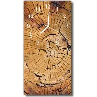 Tulup Glasuhr Wanduhr Küchenuhr Echt-Glas 30x60 Holzmaserung Braun