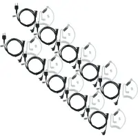 VHBW 10x Headset kompatibel mit Icom IC-91AD, IC-91A, IC-80AD, IC-A20, IC-A2, IC-A1 Funkgerät mit PTT Mikrofon - transparent, schwarz, Akustikschlauch