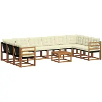 vidaXL Outdoor-Sofagarnitur 11 stk. Natur und Creme