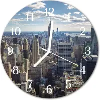 Tulup Glasuhr Wanduhr Küchenuhr Echt-Glas 30fi cm Stadt mehrfarbig