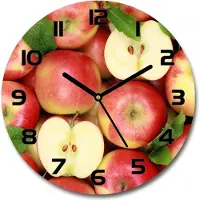 Tulup Wanduhr aus Glas 30fi Glasbild Glasuhr Gehärtetes Glas - schwarze-zeiger - Apples