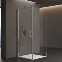 Doporro Duschkabine U-Form 75x90x75 cm Ravenna36UK Duschabtrennung Drehtüren mit Duschwanne 8mm ESG-Sicherheitsglas Klarglas inkl. Nano-Beschichtung