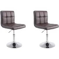 DELUKE 2er Set Barhocker BANGKO - Kunstleder Braun 44x49x74 cm | Barstuhl Höhenverstellbar Mit Lehne Drehbar Tresenhocker Tresenstuhl Kneipenhocker