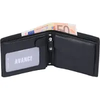 Avanco Ledergeldbörse mit Reißverschlussfach, schwarz