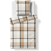 Fleuresse Flanell Bettwäsche Lech 604466-0007 grau beige Größe: 155x220 cm