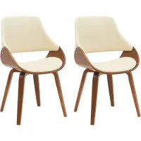 CLP 2er Set Esszimmerstuhl Vangale walnuss/creme Material Kunstleder