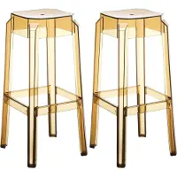 DELUKE 2er Set Barhocker NUMIR - Kunststoff Bernstein 36x36x75 cm | Barstuhl Tresenhocker Tresenstuhl Kneipenhocker Kneipenstuhl