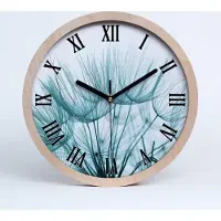 Tulup Holzuhr 30fi cm wanduhr - schwarze Spitzen - Löwenzahn Samen