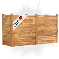 DELUKE Hochbeet aus Akazienholz LARRY | 160x60x84cm, unten offen | Hochbeet für Garten Hochbeet Holz Gartenbeet hoch Kräuterbeet xxl Blumenbeet Gemüsebeet groß Garten