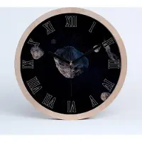 Tulup Holzuhr 30fi cm wanduhr - schwarze Spitzen - Meteore