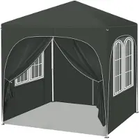 Woltu Pavillon, Faltpavillon 2x2 m, mit 4 Seitenwänden, Partyzelt höhenverstellbar, Grau
