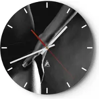 ARTTOR Wanduhr - Rund - Glasuhr - Frau Modell erotisch - 40x40cm - Schleichendes Uhrwerk - Lautlos - zum Aufhängen bereit - Dekoration Modern - Wanddekoration aus Glas - C3AR40x40-1370