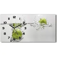Tulup Wanduhr aus Glas – 60x30 cm - Glasbild - Glasuhr - Gehärtetes Glas - schwarze-zeiger - Apple unter Wasser