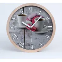 Tulup Holzuhr 30fi cm wanduhr - weiße Spitzen - Kaffee und Keksen
