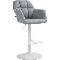 CLP Barhocker Natoma Stoff I Thekenhocker für Bar mit Gepolsterter Sitzfläche | grau Farbe grau Material Gestell Metall matt weiss