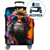 Ferocity Kofferhülle 23-26 Zoll, Reise-Koffer Hülle Abdeckung Neopren, elastisch und waschbar, Kofferschutzhülle, Kofferbezug, Mittel M (H56-65 W40-47 D24-28 cm) Sunglass Monkey [083]