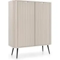 Masseno Kommode ZENZERO 103 cm Highboard mit 2 Türen für Wohnzimmer Schlafzimmer Modern 103x39x129 cm Kaschmir / Kaschmir