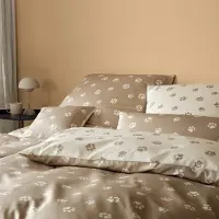 Elegante Mako-Satin Bettwäsche Paws natur beige Kissenbezug einzeln 80x80 cm