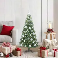 vidaXL "Schlussverkauf" Weihnachtsbaum(1 pc) - Kunstbaum/Tannenbaum - mit 150 LEDs mit Ständer Grün 120 cm PVC C7646