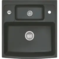 SYSTEMCERAM KeraDomo Elementspüle CENTRA 60 SCHIEFER für AP-Tiefe 60 cm - Excenterbedienung / / Keramikspüle