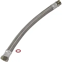 Agora -Tec Edelstahl Panzerschlauch 500mm / 1 x 1 Zoll IG (30,3mm) Überwurfmutter auf 1 Zoll AG (33,3mm) & Flachdichtung