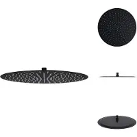 vidaXL Regenbrause Edelstahl 40 cm Rund Schwarz - Duschköpfe