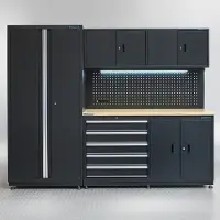 Datona Werkbank 160 cm mit Hängeschrank und breitem Seitenschrank