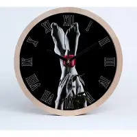 Tulup Holzuhr 30fi cm wanduhr - schwarze Spitzen - Rose und Füße