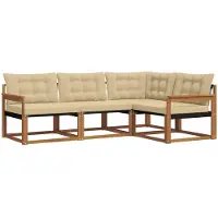 vidaXL Outdoor-Sofagarnitur 4 stk. Natur und Beige