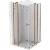 Mexen Mist Duo Duschkabine Schwingtür 75 x 75 cm, transparent, gebürstetes Kupfer - 8A4-075-075-65-00