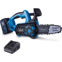 Scheppach Akku Kettensäge BC-TCS200-X - Brushless | Schnittlänge 17,5cm | Schwertlänge 20cm | 7m/s Schnittgeschw. | inkl. 4Ah Akku + 2,4A Ladegerät