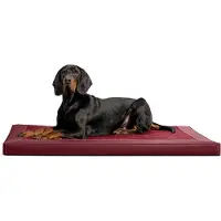 Tierlando CARLOS Ortho-Medic Orthopädische Hundematte Velours-Kunstleder VISCO Hundebett - Größe: 150x100cm | Farbe: 04 Dunkelrot