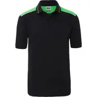 James & nicholson Men's Workwear Polo - COLOR - black/lime-green, Gr. 4XL