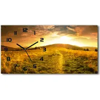 Tulup Wanduhr aus Glas – 60x30 cm - Glasbild - Glasuhr - Gehärtetes Glas - schwarze-zeiger - Panorama des Hohen Tatra