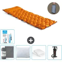 Intex Campingmatte – 1 Person – 71 x 191 x 11 cm – Orange – im Lieferumfang enthalten Spannbettuch - Küssen - Pumpe - Reperaturset en Kissenschutz