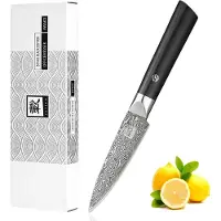 Zayiko Black Edition Officemesser I 9cm Klinge I dunkler Damast I Pakkaholz