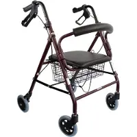 Mobiclinic Rollator Faltbar Handbremsen 4 Räder Sitz und Rückenlehne Bordeaux TURIA Clinicalfy Faltbarer Gehwagen