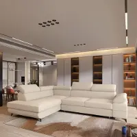 Masseno Ecksofa FAVIEN L-S mit Schlaffunktion L-Form, Sofa mit Bettkasten, Wohnzimmersofa, Couch, Soffa, Bettsofa, Couchgarnitur- Creme, QUELLE 02