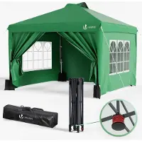 VOUNOT Pavillon 3x3m Pop Up Faltpavillon mit 4 Seitenteilen und 4 Sandsäcke, grün