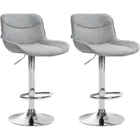 DELUKE Barhocker 2er Set TAMPA - Grau, Stoff, Chrom | Barhocker mit Lehne Barstuhl Tresenhocker Tresenstuhl Kneipenhocker Kneipenstuhl