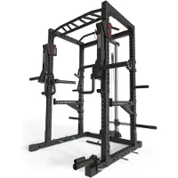 ATLETICA R7-Kano Power Rack | 200cm Höhe | Mit Latzug-/Ruderstation, Jammer/Spotter Arms, Pull-Up/Dip Bar, J-Hooks, Weight-Pins, Landmine, Band Pegs