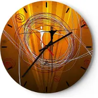 ARTTOR Wanduhr - Rund - Glasuhr - Leute Tanz Linien Tapeten - 30x30cm - Schleichendes Uhrwerk - Lautlos - zum Aufhängen bereit - Dekoration Modern - Wanddekoration aus Glas - C3AR30x30-1877