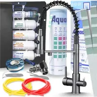ARI Solid Spring 3-Wege Küchenarmatur Graphit Flexibel mit 5-Stufen Wasserfiltersystem Untertisch Trinkwasserfilter
