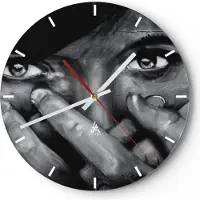 ARTTOR Wanduhr - Rund - Glasuhr - Graffiti Wand Farbe Malerei - 30x30cm - Schleichendes Uhrwerk - Lautlos - zum Aufhängen bereit - Dekoration Modern - Wanddekoration aus Glas - C3AR30x30-0459