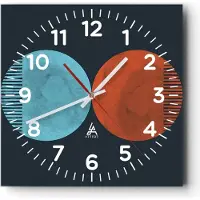 ARTTOR Wanduhr - Quadrat - Glasuhr - Abstraktion Blau Rot - 40x40cm - Schleichendes Uhrwerk - Lautlos - zum Aufhängen bereit - Dekoration Modern - Wanddekoration aus Glas - C4AC40x40-4720