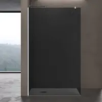 Doporro Luxus Duschwand für Dusche Duschabtrennung 100x200cm Walk-In Dusche 8mm ESG-Sicherheitsglas vollgrau inkl. Nanobeschichtung Bremen01VG