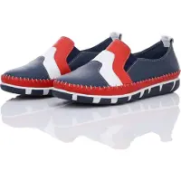 Gemini Damen Slipper Leder mehrfarbig im Retro Look mit Wechselsohle 395415-01, Größe:37 EU, Farbe:Blau