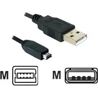 DeLOCK USB cable 2.0 mini 4-Pin Hirose 1,5m, 1,5 m, USB A, USB B, Schwarz