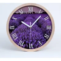 Tulup Holzuhr 25fi cm wanduhr - weiße Spitzen - Lavendelfeld