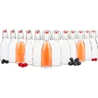 MamboCat 12x Bügelflasche 200ml Bierpulle rund Glasflaschen Saft Bier Schnaps Likör Essig Öl Drahtbügel